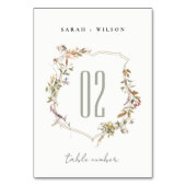 シックなダスキーピンク赤面ワイルドフラワークレスト結婚ズ テーブルナンバー (裏面)