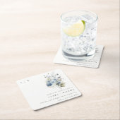 シックなダスキーブルーウォーターコテージフローラ結婚ズ スクエアペーパーコースター (インサイチュ)