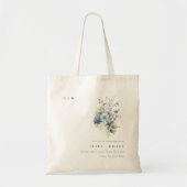 シックなダスキーブルーウォーターコテージフローラ結婚ズ トートバッグ (正面)