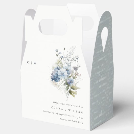 シックなダスキーブルーウォーターコテージフローラ結婚ズ フェイバーボックス (オープン)