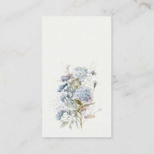 シックなダスキーブルーフローラディスプレイシャワーベビーシャワー エンクロージャーカード (裏面)