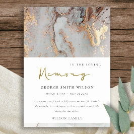 シックなダスキーホワイトグレー金ゴールドアゲート悔やみや弔慰メモリアル サンキューカード