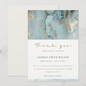 シックなダスキーホワイトグレー金ゴールドアゲート悔やみや弔慰メモリアル サンキューカード (正面/裏面)