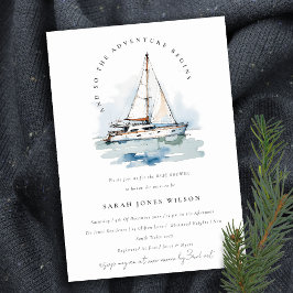 シックなダスキーヨットヨットシースケープベビーシャワー 招待状