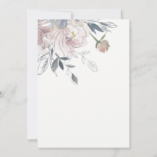 シックなダスキー赤面ウォーターカラーフローラ記念日 招待状 (裏面)