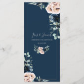 シックなダスティピンク赤面ネイビーバラフローラ結婚ズ プログラム (裏面)