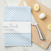 シックなダスティブループフランスのライドチェックカントリーグルメ キッチンタオル (四つ折り)