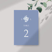 シックなダスティブルーモダンフローラ結婚ズ テーブルナンバー