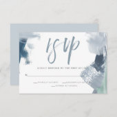 シックなダスティブルー絵を描ストロークスミールの選択 出欠カード (正面/裏面)