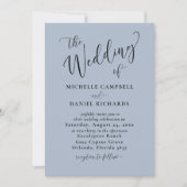 シックなダスティブルー&フォト結婚ズ 招待状 (正面)