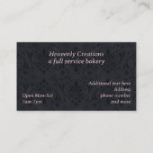 シックなダマスクとケファンシーーキベーカリー名刺 名刺 (裏面)