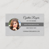 シックなダマスクグレー写真ブロガーの名刺 名刺 (正面)