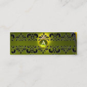 シックなダマスクジェムモノグラムイエロー スキニー名刺 (裏面)