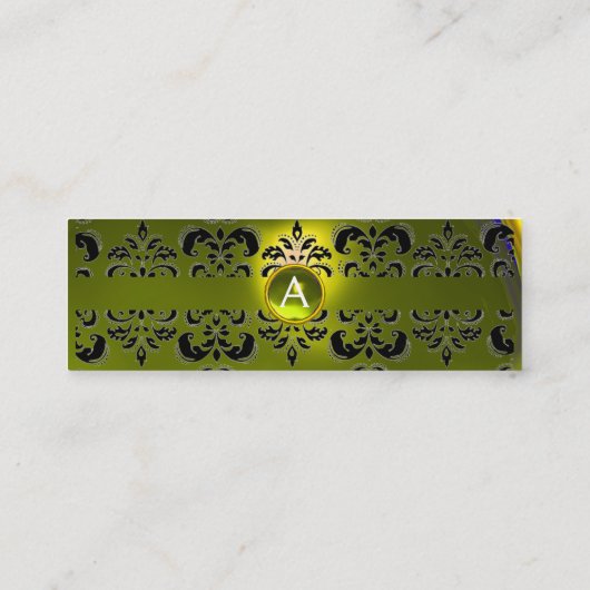 シックなダマスクジェムモノグラムイエロー スキニー名刺 (裏面)