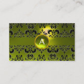 シックなダマスクジェムモノグラムイエロー 名刺 (裏面)