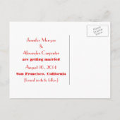 シックなダマスク日付はがき、赤を保存 案内ポストカード (裏面)