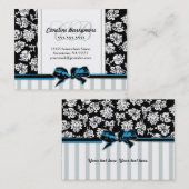 シックなダマスク織およびストライプのな名刺 名刺 (正面/裏面)