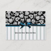 シックなダマスク織およびストライプのな名刺 名刺 (裏面)