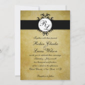 シックなダマスク織のヴィンテージのモノグラムの結婚式の写真 招待状 (裏面)