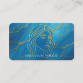 シックなダークアクアターコイズティール（緑がかった色）ブルー金ゴールドマルブル 名刺 (正面)