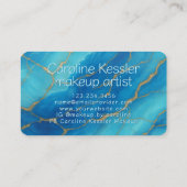 シックなダークアクアターコイズティール（緑がかった色）ブルー金ゴールドマルブル 名刺 (裏面)