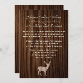 シックなダークウッドディアワイルドライフ結婚式招待状 招待状
