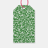 シックなダークグリーンホワイトダマスクフローラアートパターン ギフトタグ (裏面)