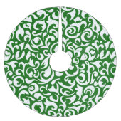 シックなダークグリーンホワイトダマスクフローラアートパターン ブラッシュドポリエステルツリースカート (正面)