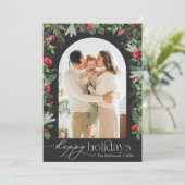 シックなダークグレイモダンボタニカルアーチ1写真 シーズンカード (スタンド正面)