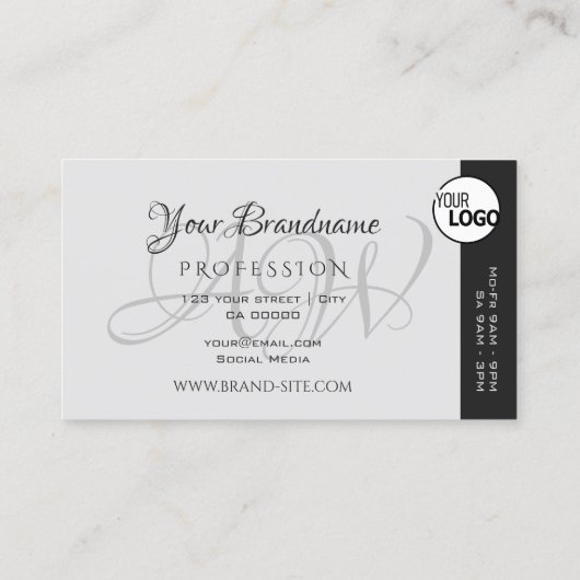 シックなダークグレーとライトグレカラフルーのストライプロゴを追加 名刺 (裏面)