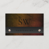 シックなダークグレーオレンジ色のグラデーションのヘビとモノグラム 名刺 (正面)