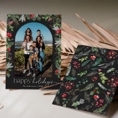 シックなダークグレーボタニカルフローラアーチ1写真 シーズンカード