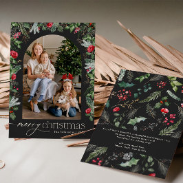 シックなダークグレーモダンアーチ1フォトメリークリスマス シーズンカード