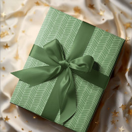 シックなダークセージのライトフォレストグリーンジグストライプのザグ ラッピングペーパー