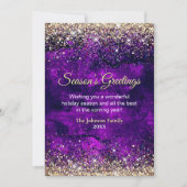 シックなダークパープル金ゴールドグリッタークリスマスの新年 (正面)