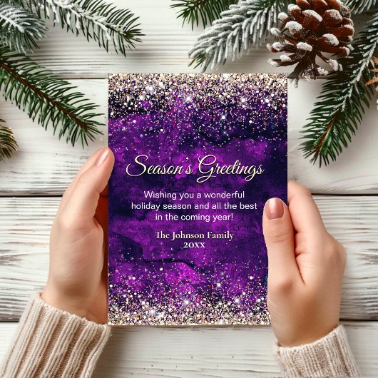 シックなダークパープル金ゴールドグリッタークリスマスの新年