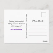 シックなダークパープル金ゴールドグリッタークリスマスの新年 ポストカード (裏面)