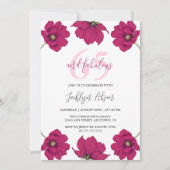 シックなダークピンクコスモスフローラ植物誕生日 招待状 (正面)