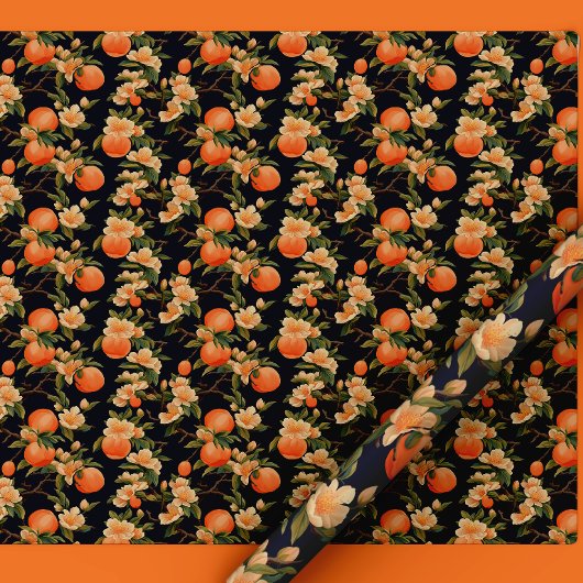 シックなダークピーチブロッサムエレガンス ラッピングペーパー