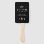 シックなダークブラックおめでとうグラッドキャップフォト卒業 ハンドファン (正面)