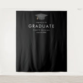 シックなダークブラックキャップ卒業写真の背景 タペストリー (正面)