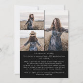 シックなダークブラックメッセージフォトコラージュ卒業 案内状 (裏面)