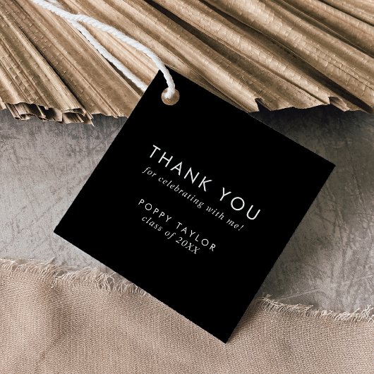シックなダークブラック卒業ありがとう フェイバータグ