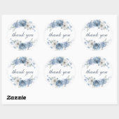 シックなダークブルーアイボリーフローラ結婚ズサンキュー ラウンドシール (シート)