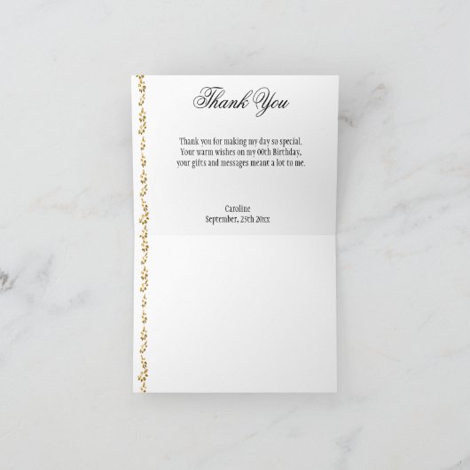 シックなダークブルーアゲート金ゴールドギルドサンキュー サンキューカード (内部)