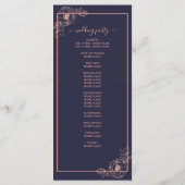 シックなダークブルーバラ金ゴールドフローラのアウトライン結婚 プログラム (裏面)