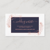 シックなダークブルーバラ金ゴールド結婚フローラのサイト エンクロージャーカード (正面)