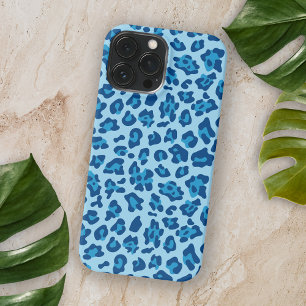 シックなダークライトブルーレオパードプリントオンパステルブルー iPhone 15 PRO MAXケース