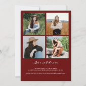 シックなダークレッドアーチ5フォトコラージュ卒業 案内状 (裏面)