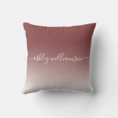 シックなダークレッドグラデーションホワイトエフェクトモノグラム名 クッション (裏面)